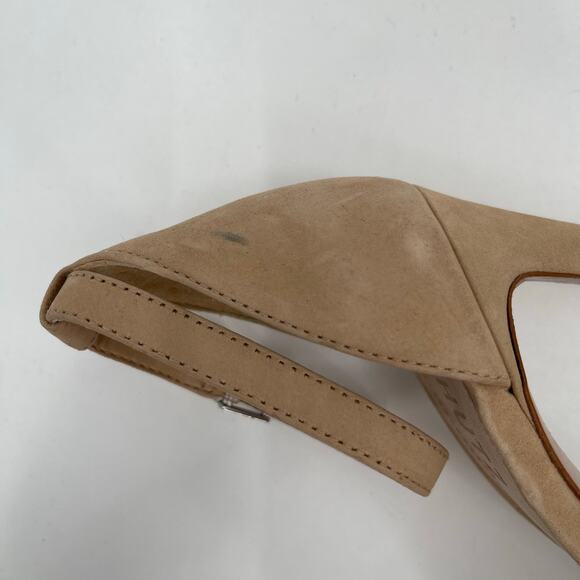 SCHUTZ Linsey Heels Size 9.5 Nubuck Leather Light Nude Rhinestone Square Toe - Picture 8 of 16